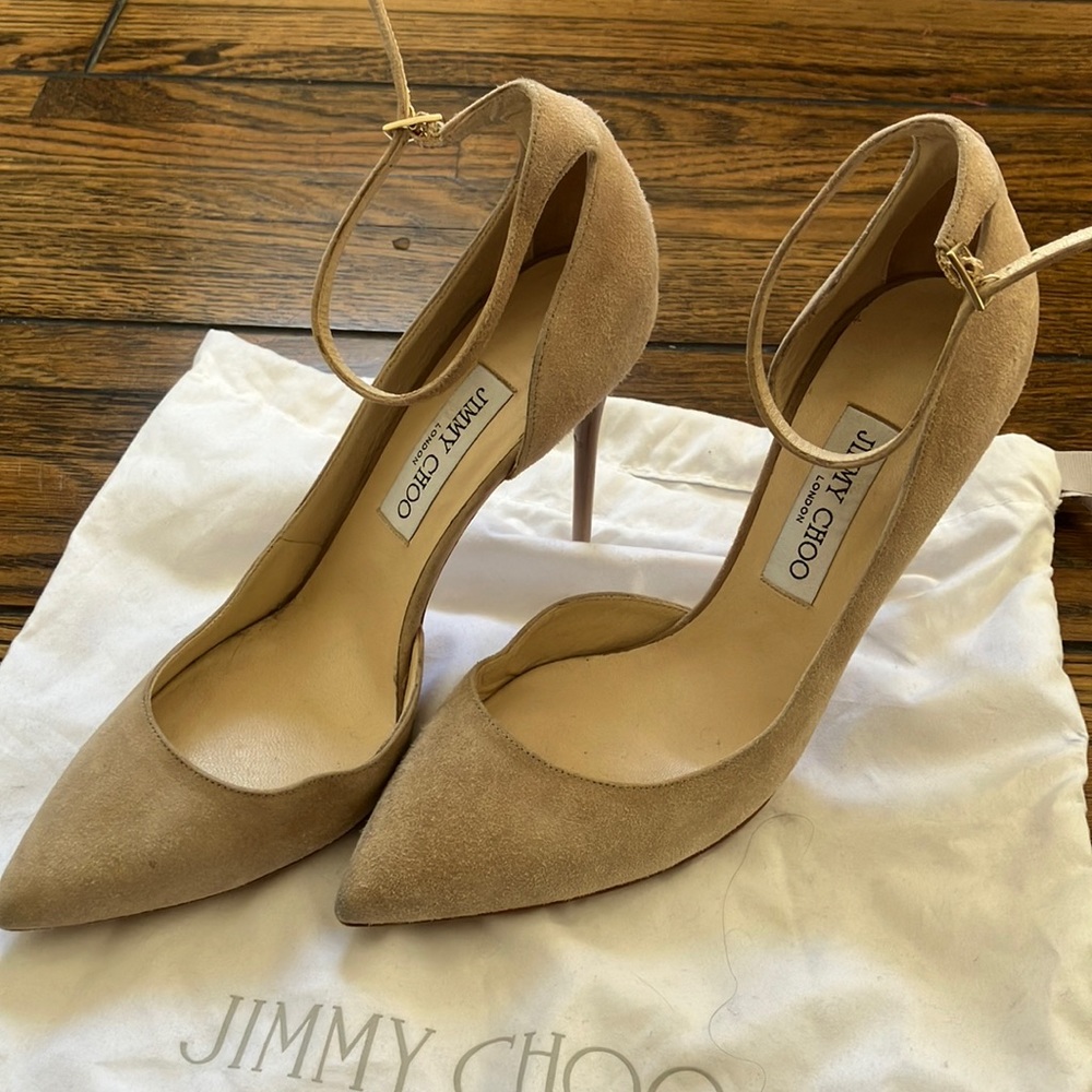 Jimmy Choo Lucy suede nude d’orsay pumps 39.5 9.5